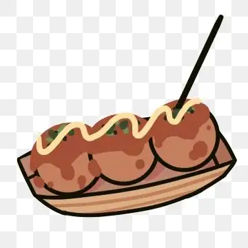 章鱼烧小吃 卡通插画 小吃插画 美食插画, 章鱼小吃, 卡通插图, 小吃