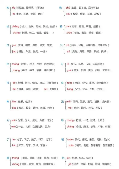 二年级上多音字