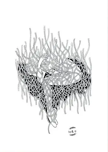 束缚 线描 素描 插画