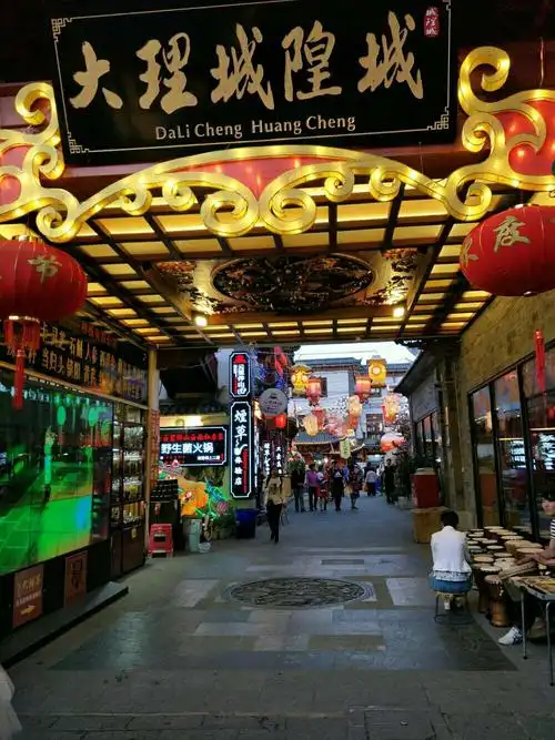 我们一行人游览了大理城隍城一条美食街.