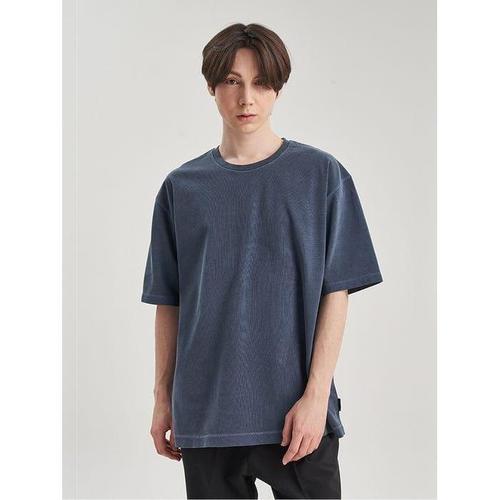 圆领短袖t恤|garment-dyed double jersey short sleeve t-shirt navy