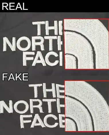 the  north  face北面logo刺绣真假对比(北面羽绒服莆田和正版区别)