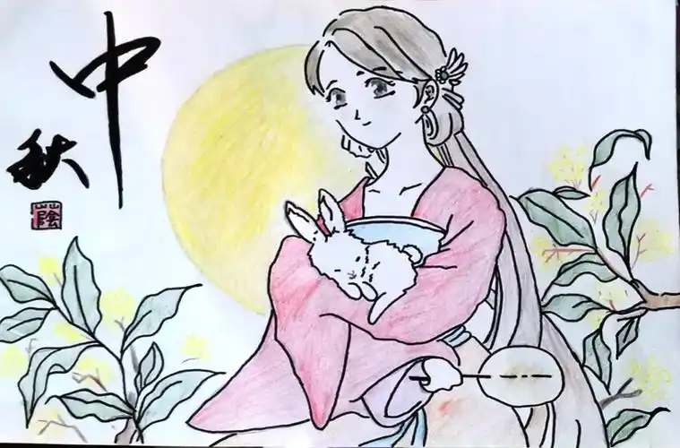 中秋国庆主题绘画小学二年级-图2