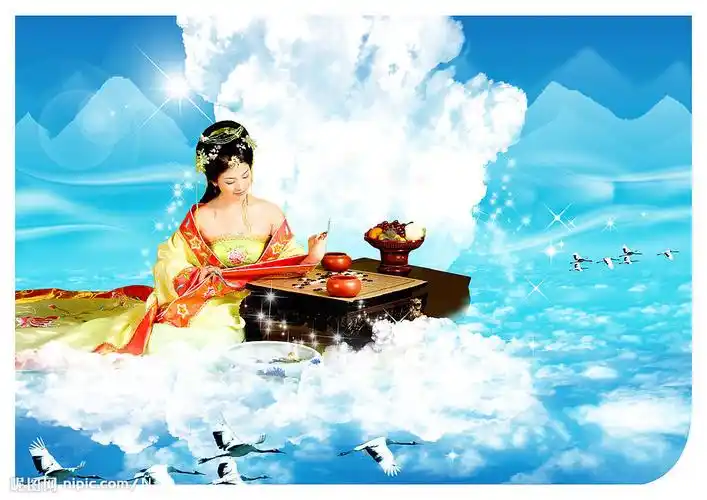 仙女下棋psd分层素材