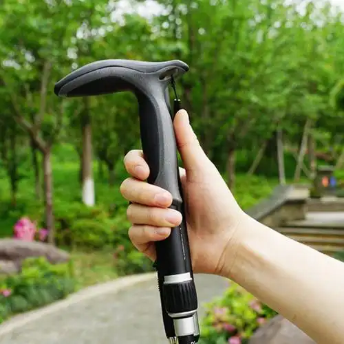 开拓者pioneer弯柄登山杖超短可调节碳素折叠杖户外徒步手杖t型拐扙