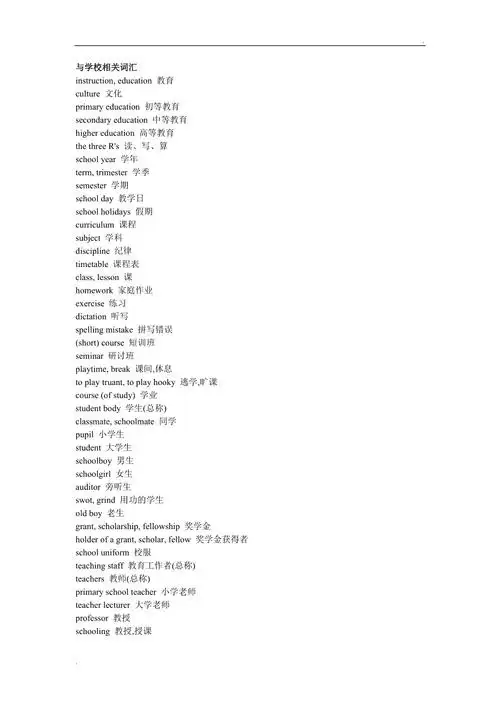 与学校相关英文词汇