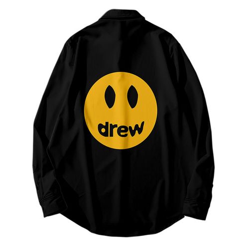 justinbieber贾斯汀比伯同款笑脸印花衬衫drew男女ins衣服2款l