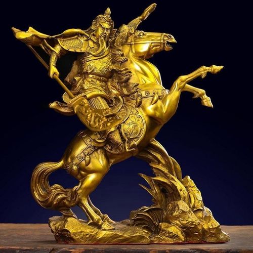 纯铜精工款骑马关公铜像 横刀关二爷镇宅招财武财神大号摆件礼品