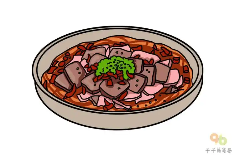 重庆美食毛血旺简笔画