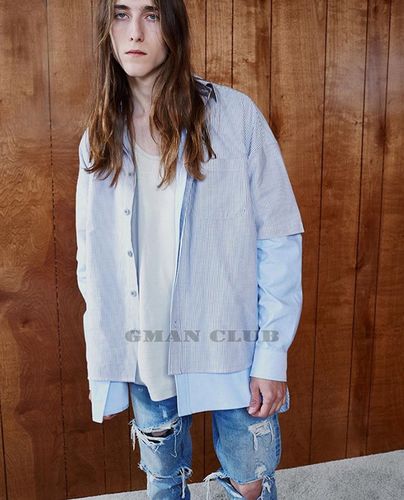 gman高街fearofgodfog第四季牛津布条纹宽松衬衫