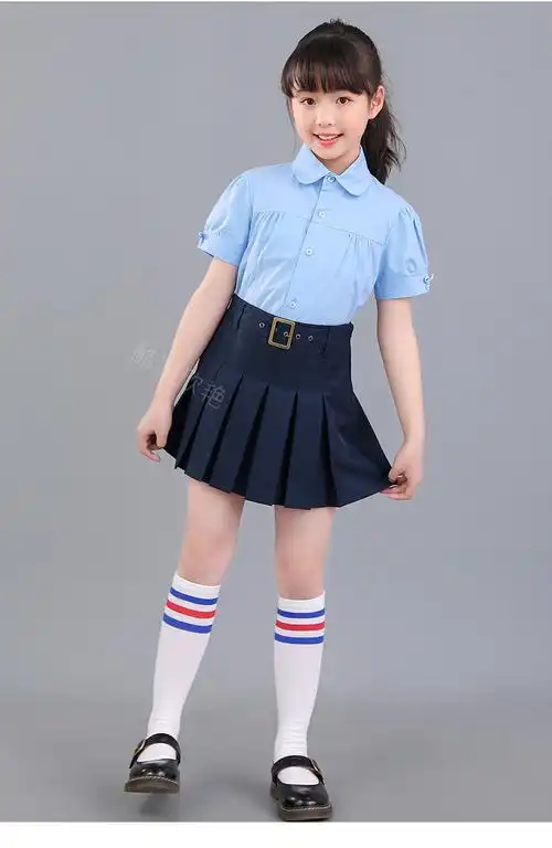 女童短裙洋气英伦风小女孩校服半身裙2021新款小学生防走光百褶裙