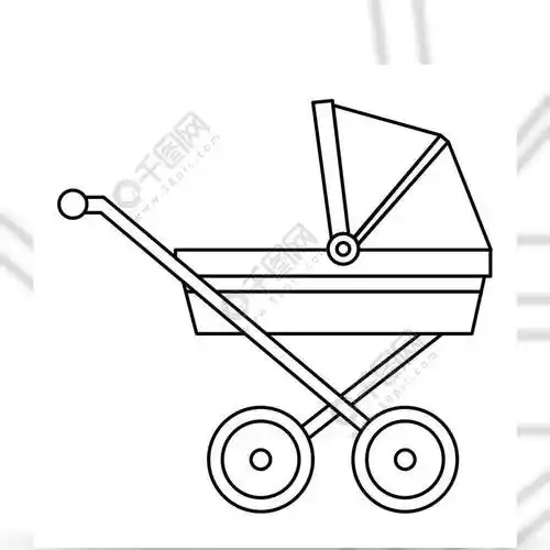 在概述样式的摇篮车象在一个白色背景传染媒介例证大纲样式的婴儿车