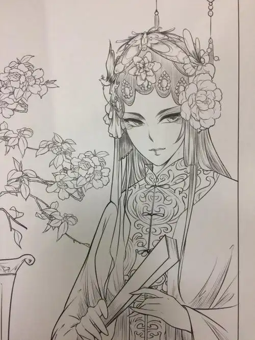 黑白,铅笔画,线稿,人物