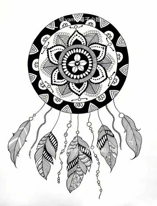 少儿线描画捕梦网