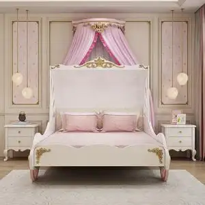 吉第皇冠马车床女孩公主床实木单人女生卧室欧式少女订制床