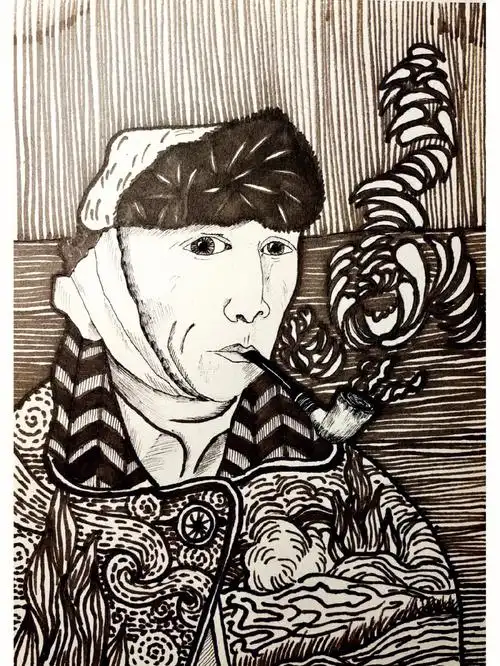 创意美术  #网课  #美术网课  #梵高  #梵高创意自画像  #梵高自画像