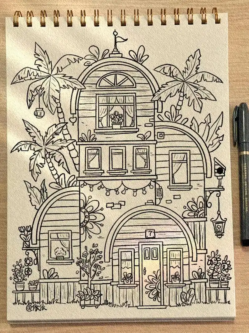 挑战画100间房子/46 爱是锦上添花 —— 94:素描本 95临摹德国