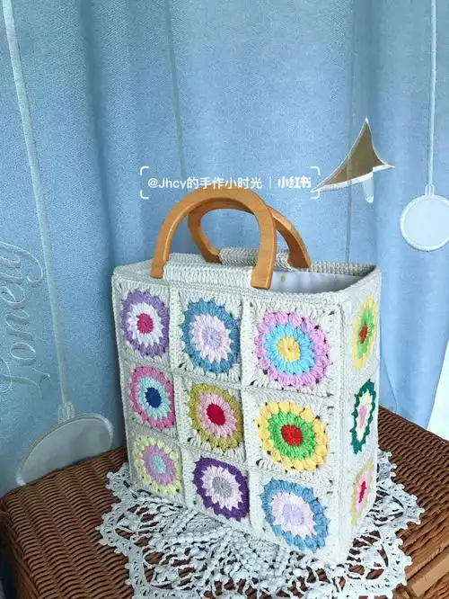 钩针百变祖母方格包