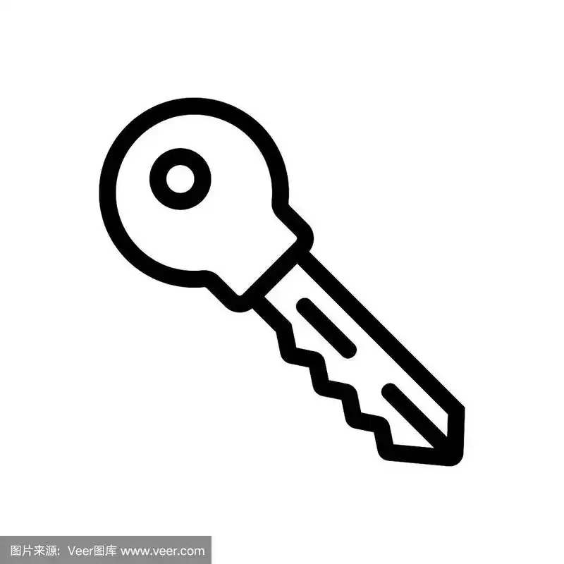 钥匙图标矢量.孤立轮廓符号插图