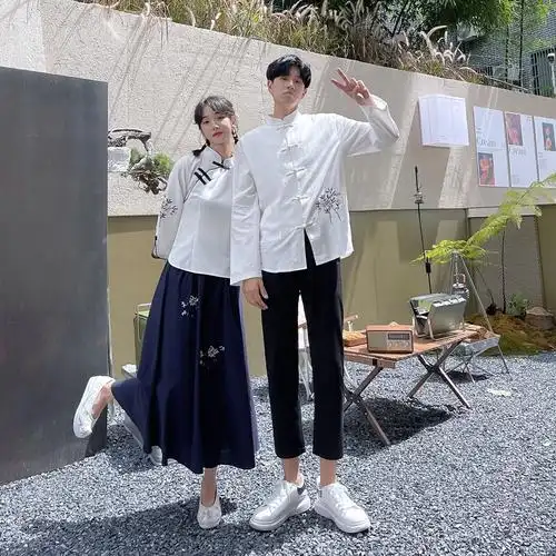 校服毕业班服中国风情侣套装民国复古中式裙子民族服装