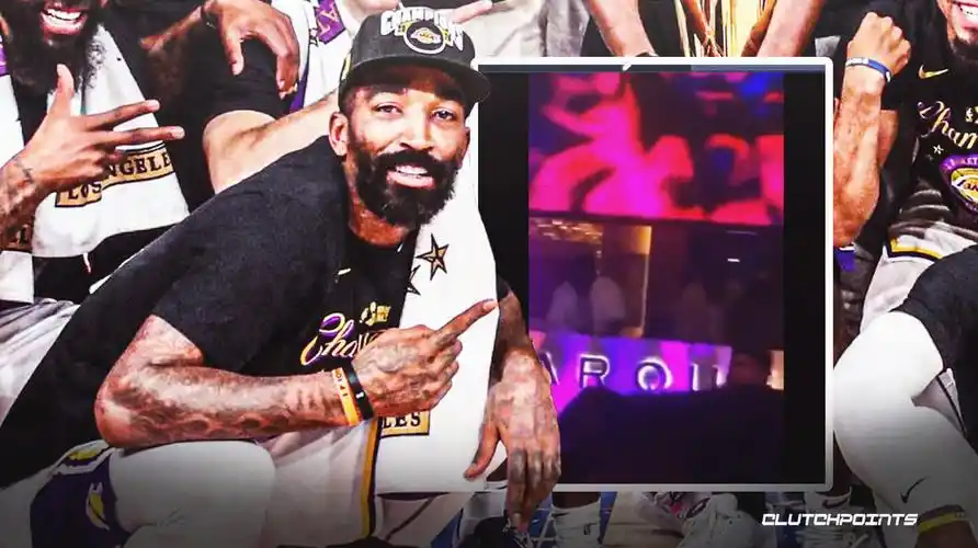 湖人队的jr史密斯在庆祝总冠军的同时接管了拉斯维加斯的dj布思