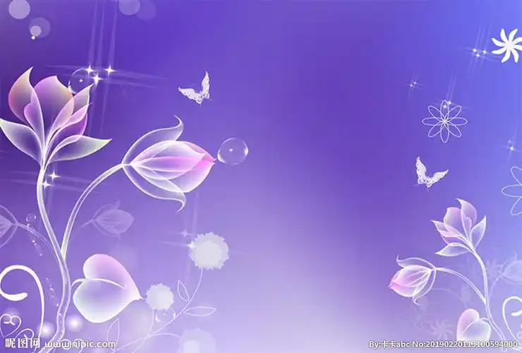梦幻郁金香紫色电视背景墙图片