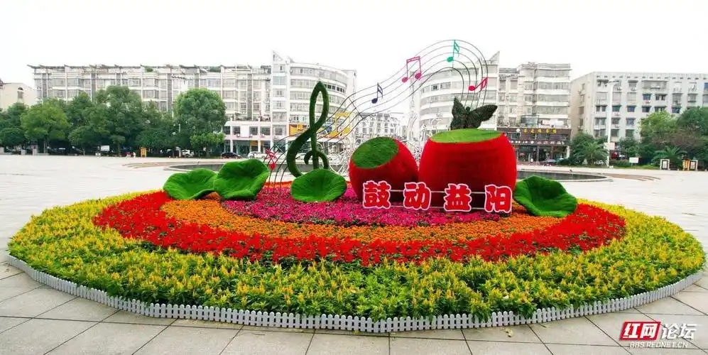 鹅羊池广场国庆节花坛美观大方