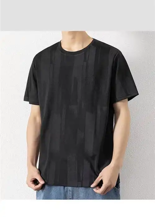 短袖t恤男士夏季冰丝薄款运动透气上衣服速干凉感潮牌印花体恤衫 - 17