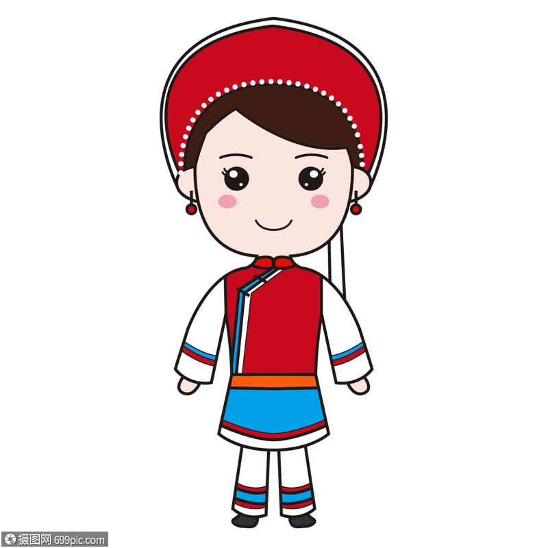 q版白族女孩民族服饰少数民族服饰