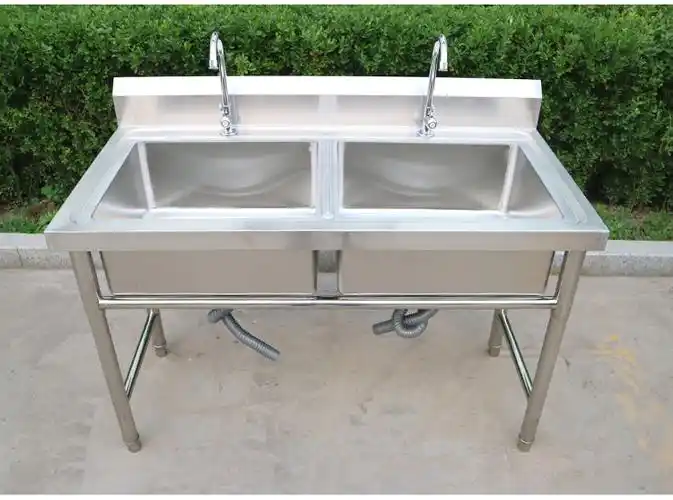 不锈钢水池双饭店商用洗碗洗菜盆酒店厨房加厚落地双眼双池水双池1000