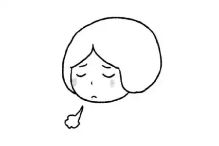 用简单线条表现事物形态 叹气的女孩,图片,简笔画-学笔画