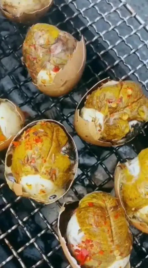 毛鸡蛋也可以烤着吃  你吃过吗