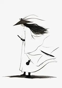 古风水彩插画pngpng水墨悬崖边的剑客pngpsdpng水墨风侠客人物手绘图