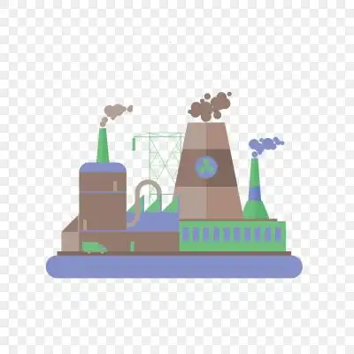 矢量卡通煤炭火力发电厂石油处理