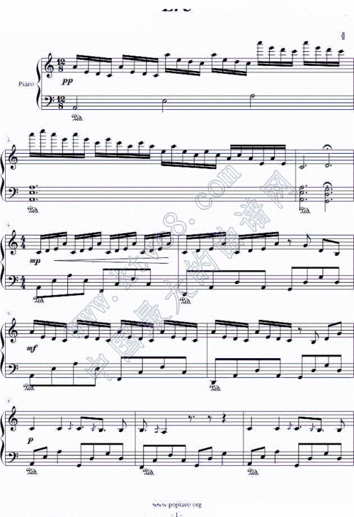 ere 狂音 钢琴谱 简谱