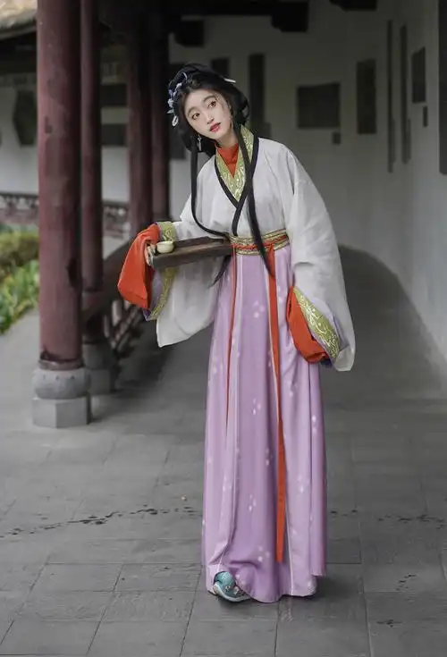 花朝记|静女其姝|晋制传统汉服交领上襦交窬裙复原风春夏秋女装