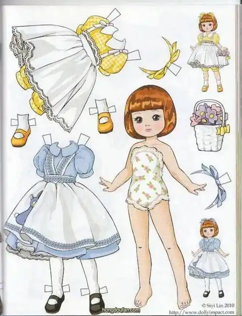 小洋装的洋娃娃公主贴纸换装a4打印图片下载-红豆饭小学生简笔画大全