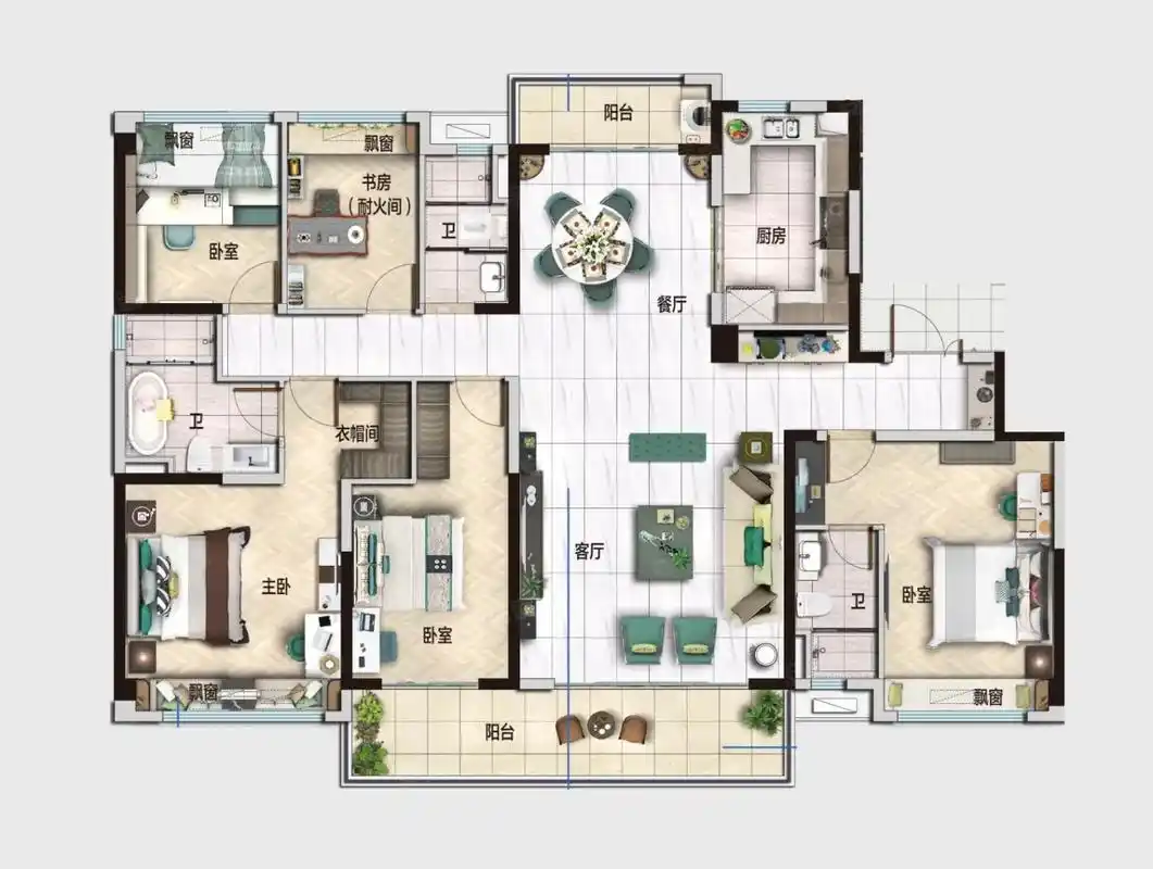 209平米的五室大平层户型,一步到位!