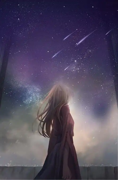 仰望夜空的女孩