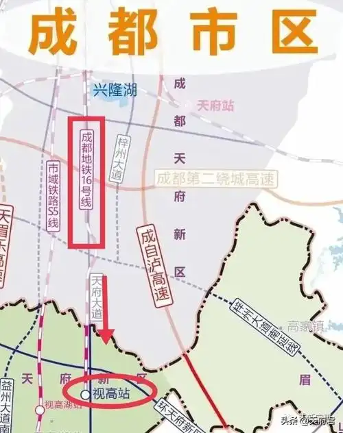 成都地铁16号线计划延伸视高