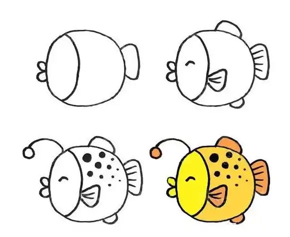 简笔画琵琶鱼的画法步骤图片