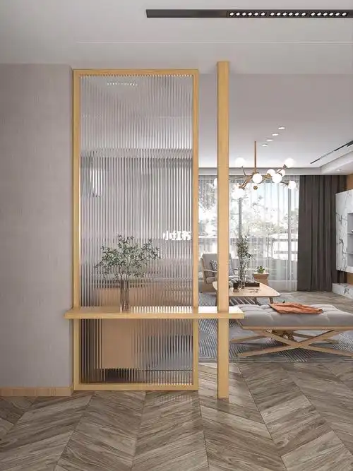 网红轻奢长虹玻璃办公室入户玄关进门屏风