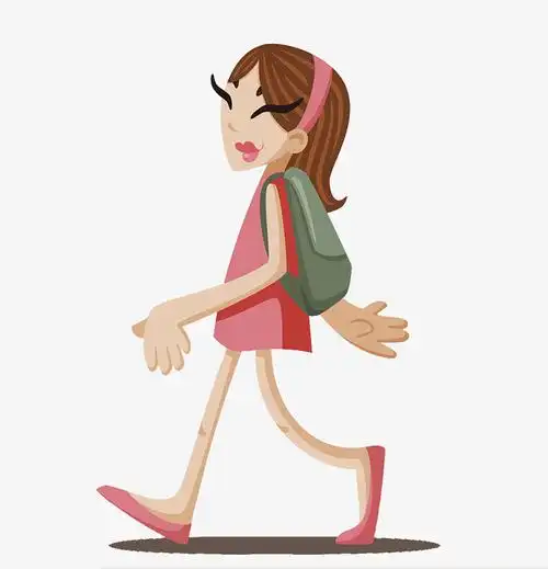 矢量人物背包走路的女孩
