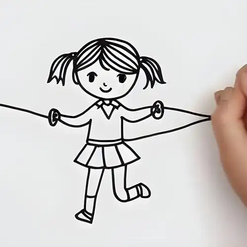 小姑娘跳绳简笔画
