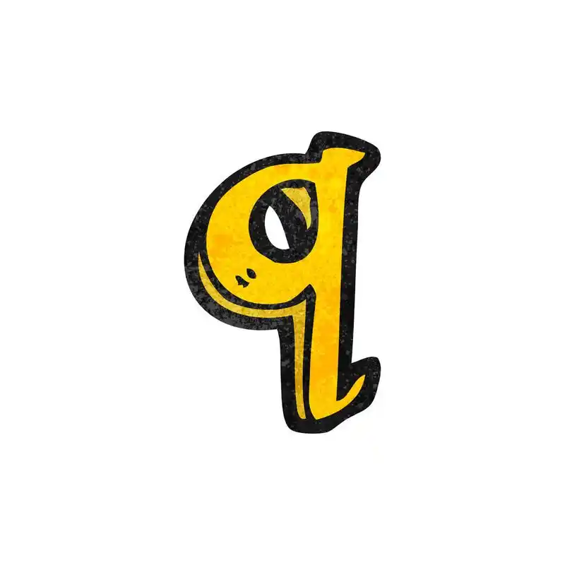 字母 q,矢量, 卡通白色背景上的字母 q