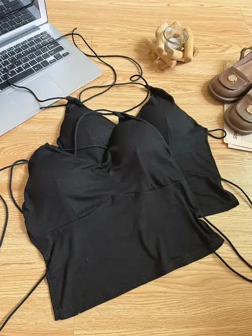 doggyqin saint l紫色无袖飘带雪纺罩衫透视上衣女吊带背心两件