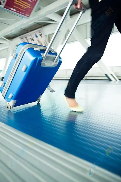 女士托着行李箱走高清图片下载