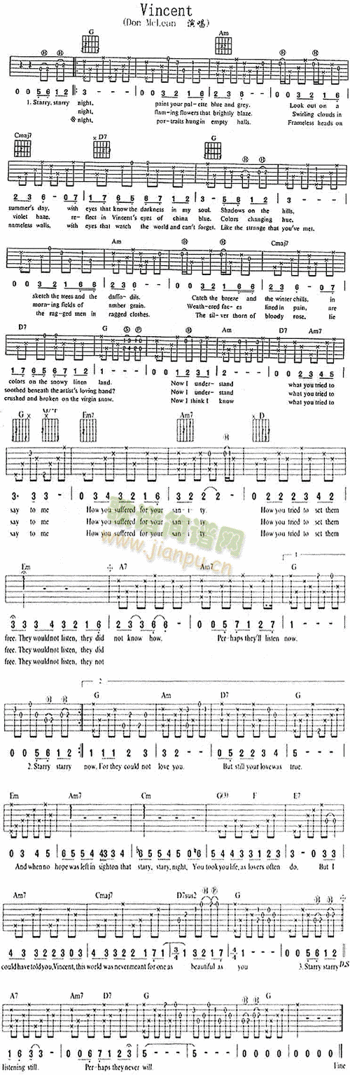 vincent(吉他谱)1