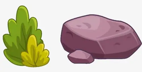 海底礁石卡通水草