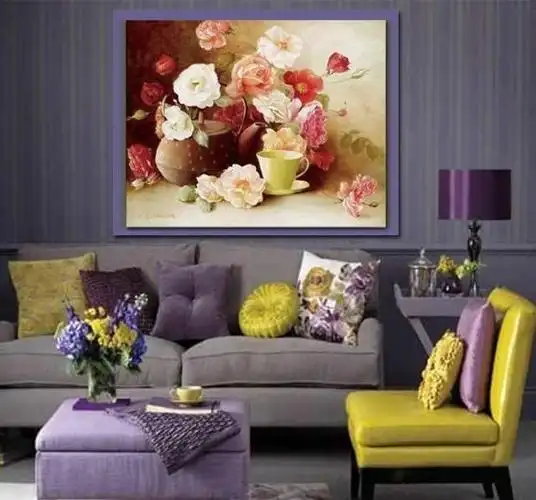 蒙娜丽莎十字绣幸福像花儿一样最新款客厅餐厅大幅油画牡丹花花瓶